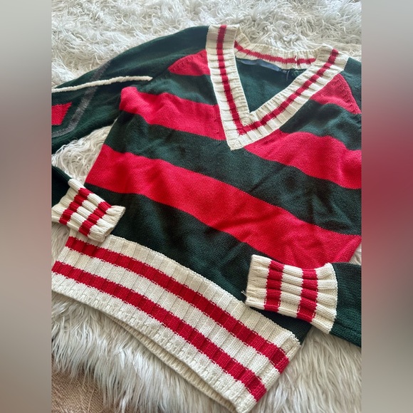 L.A.M.B Gwen Stefani Striped V-Neck Sweater